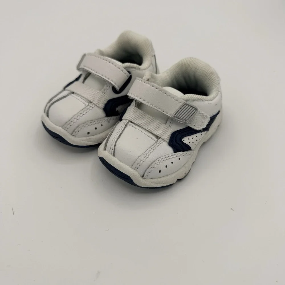 Champion Toddler Shoes Size 1 White Navy Hook Loop Strap Sneakers Unisex